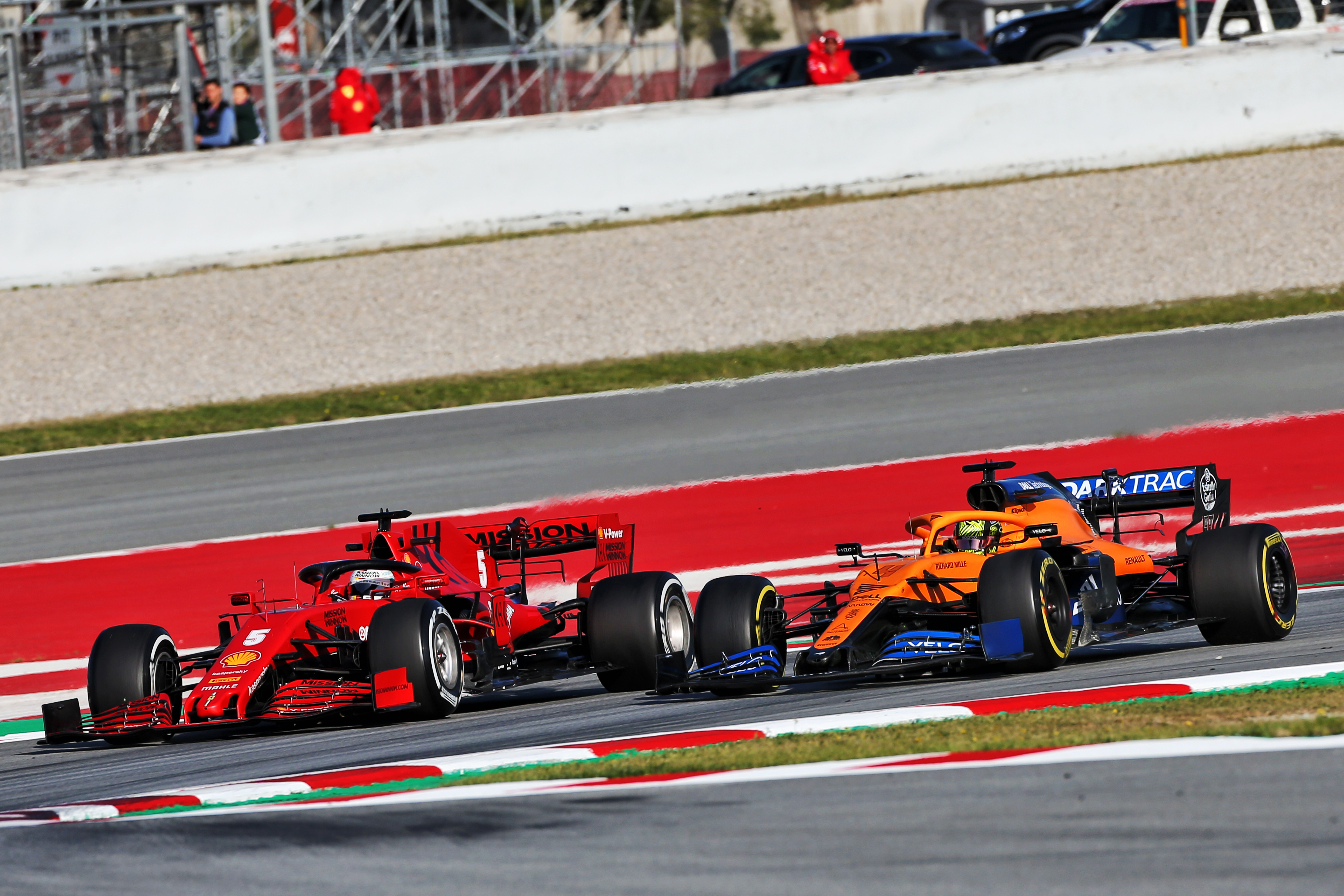 Sebastian Vettel Ferrari Lando Norris McLaren Barcelona F1 testing 2020