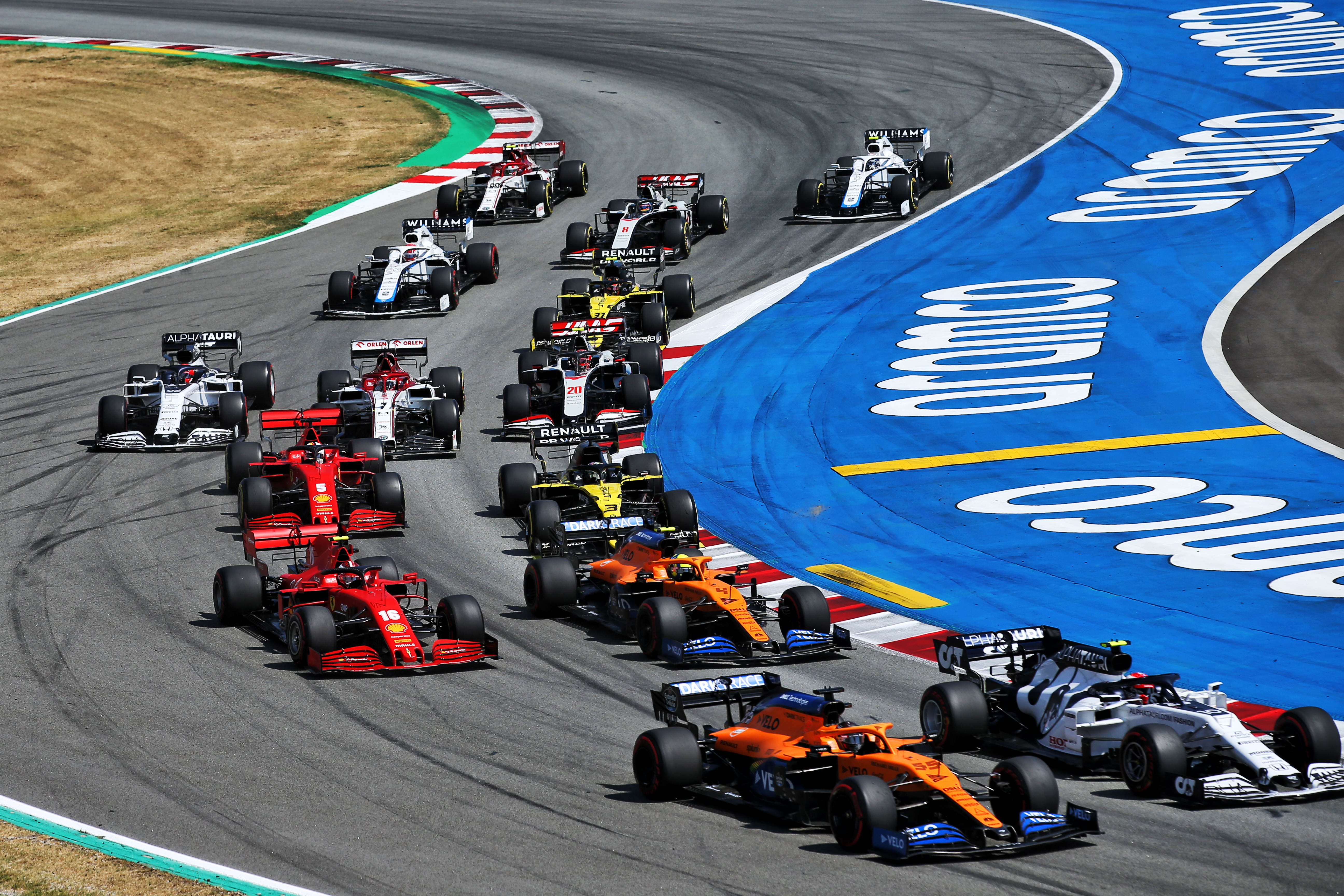 F1 start 2020 Spanish Grand Prix McLaren Ferrari Renault AlphaTauri Haas Williams