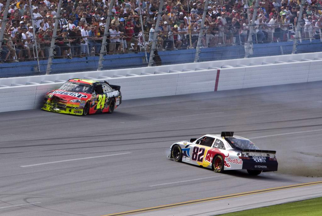 Scott Speed spins Red Bull Jeff Gordon NASCAR